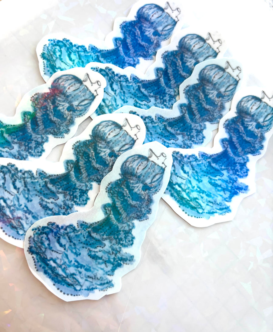 Blue Jellyfish Fashion Design Sticker